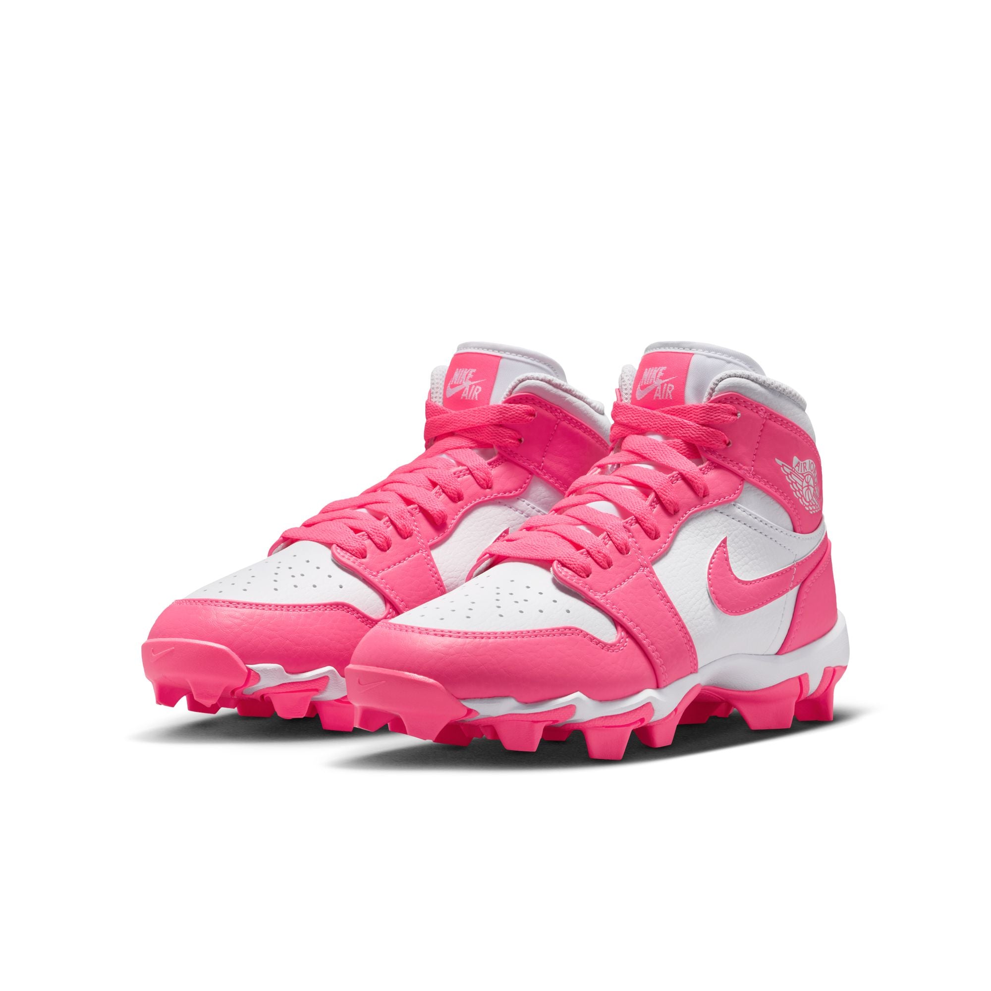 Kids' Jordan 1 Mid Football Cleats - White/Pink
