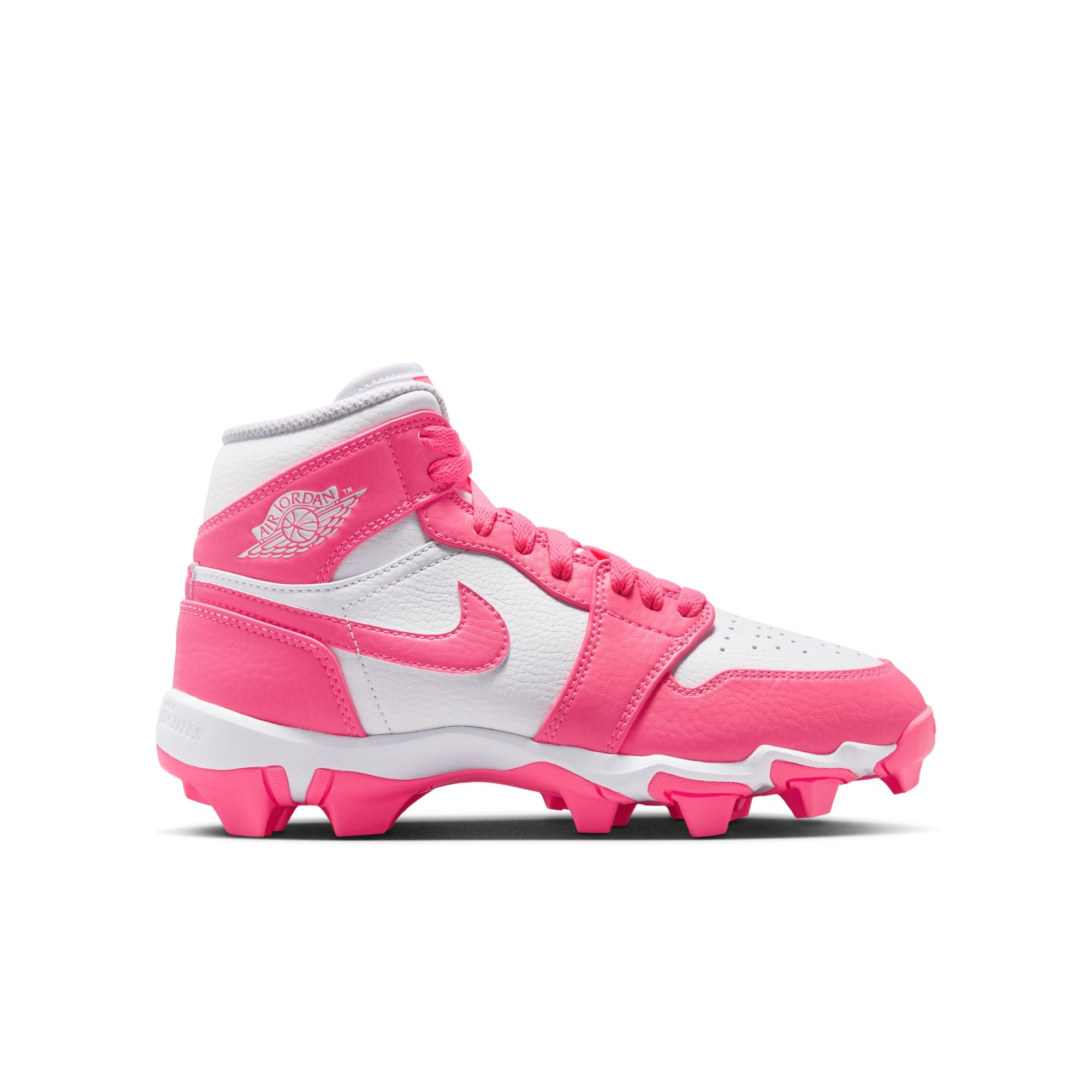 Kids' Jordan 1 Mid Football Cleats - White/Pink