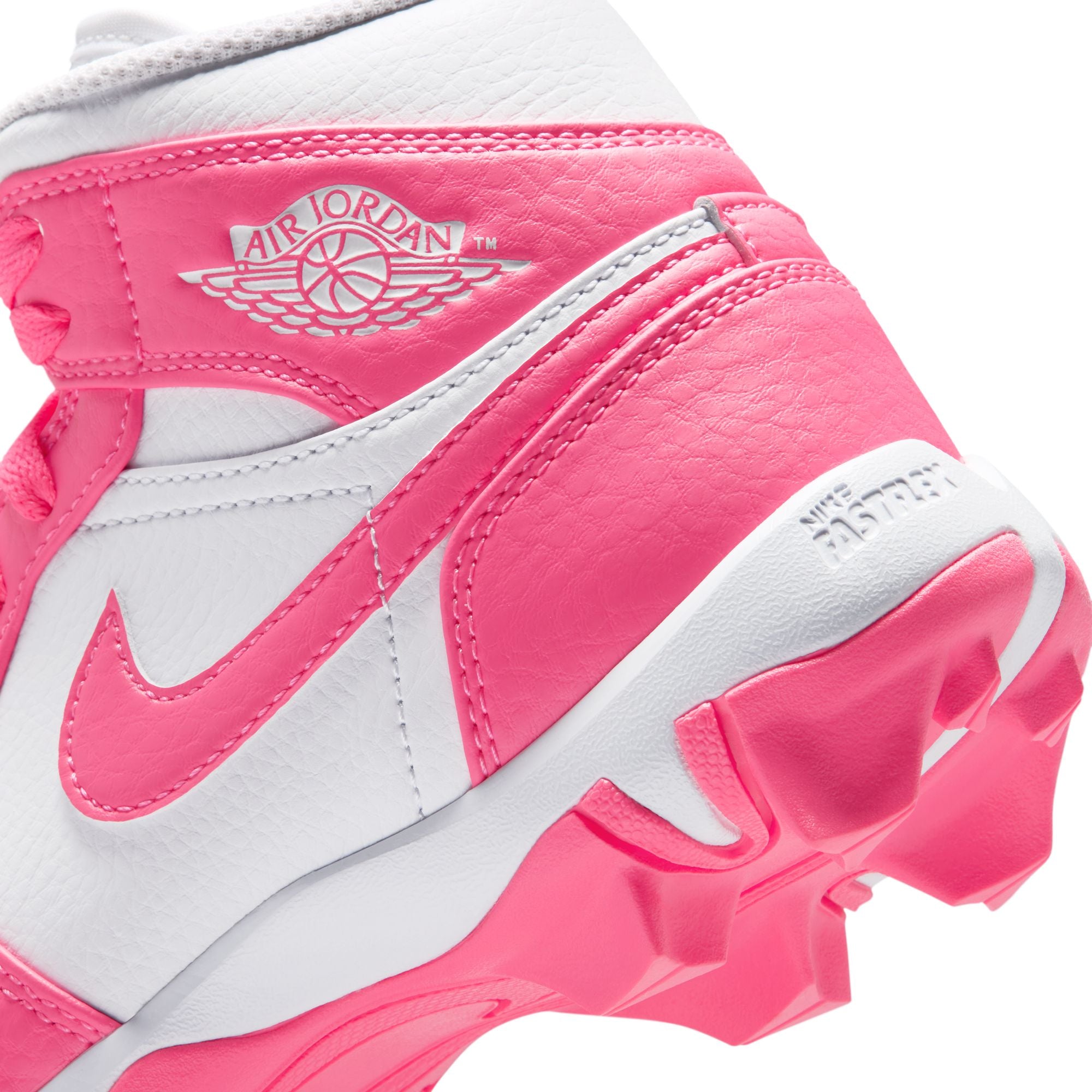 Kids' Jordan 1 Mid Football Cleats - White/Pink