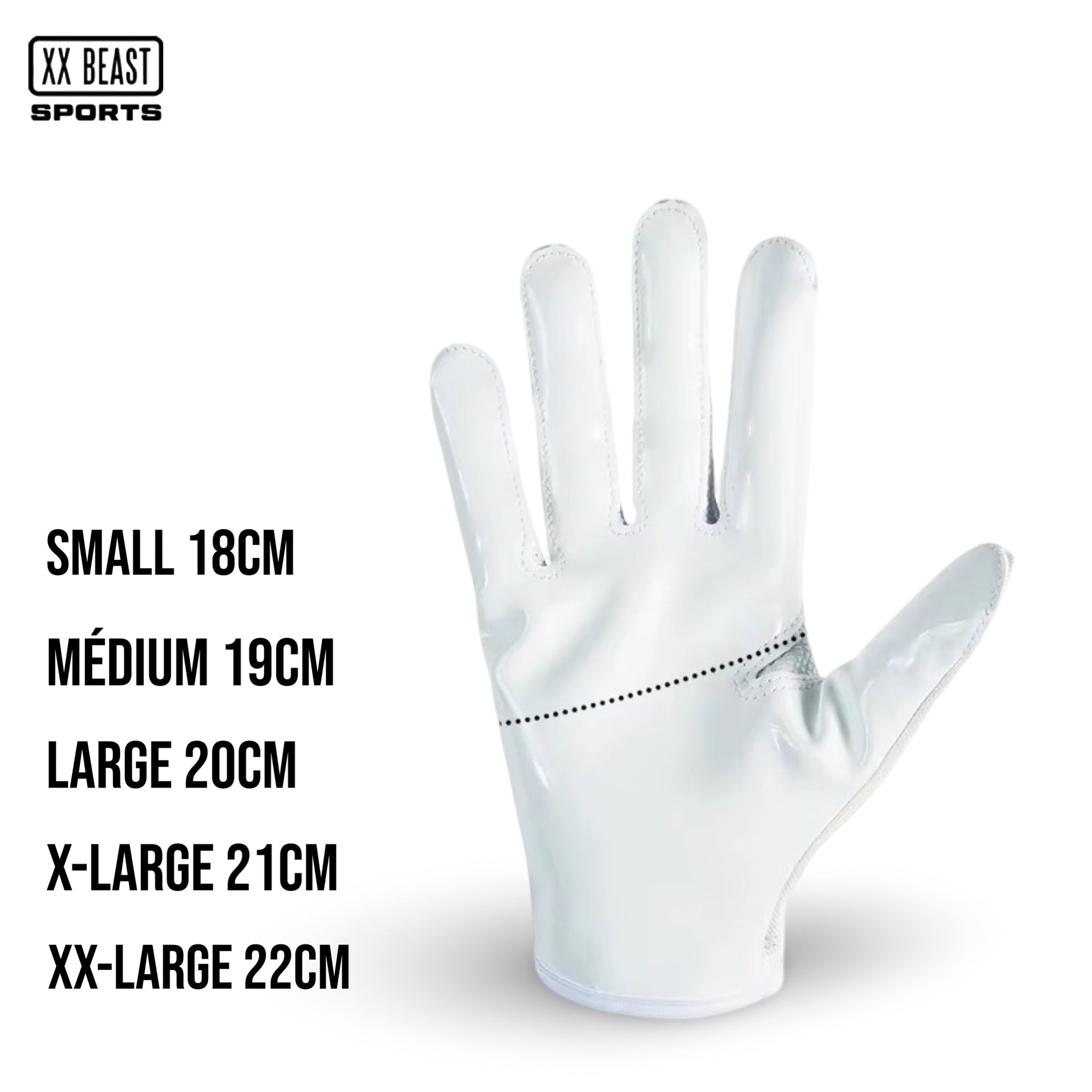 XX BEAST Adult Football Gloves - White