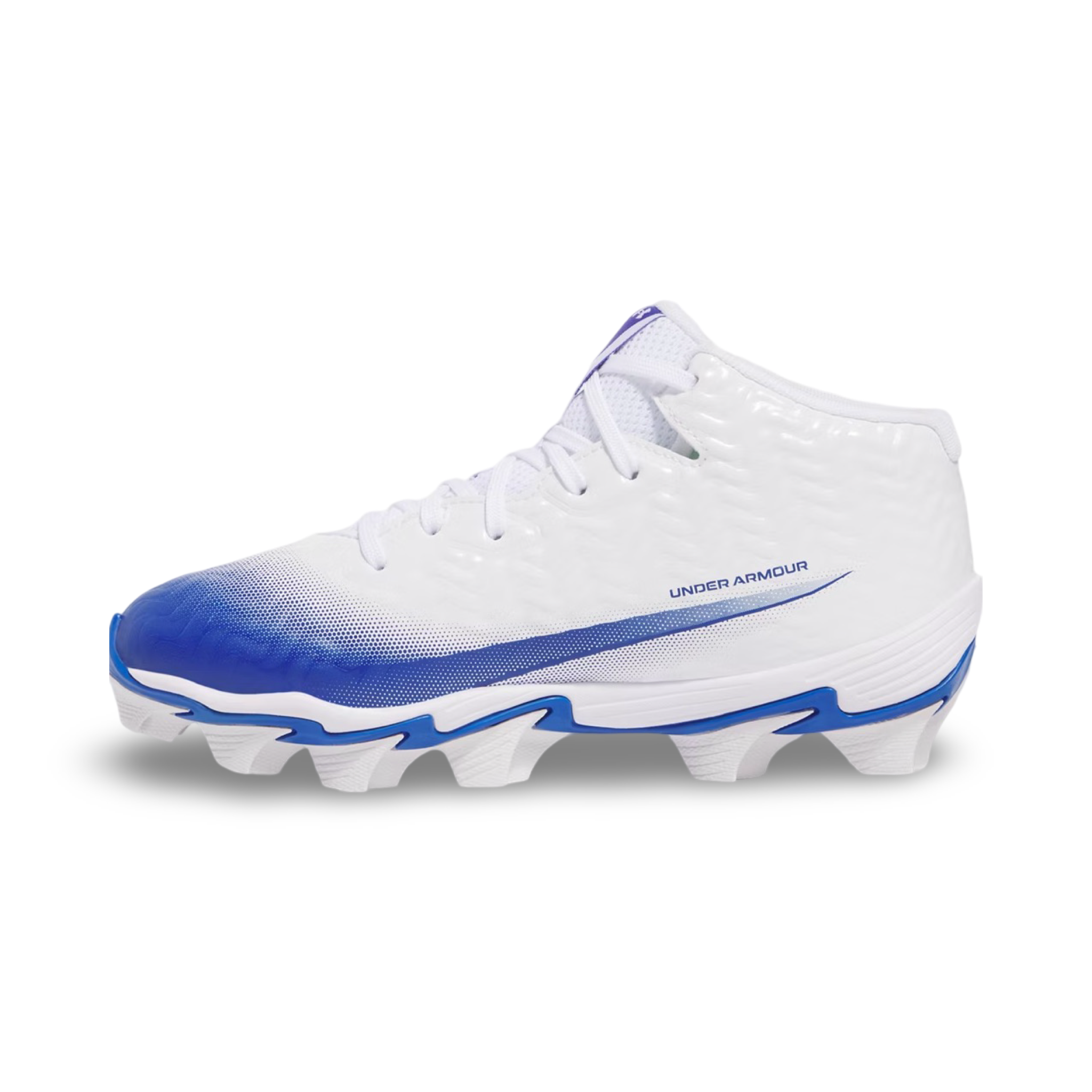 Boys' UA Spotlight Hammer Football Cleats - White/Blue