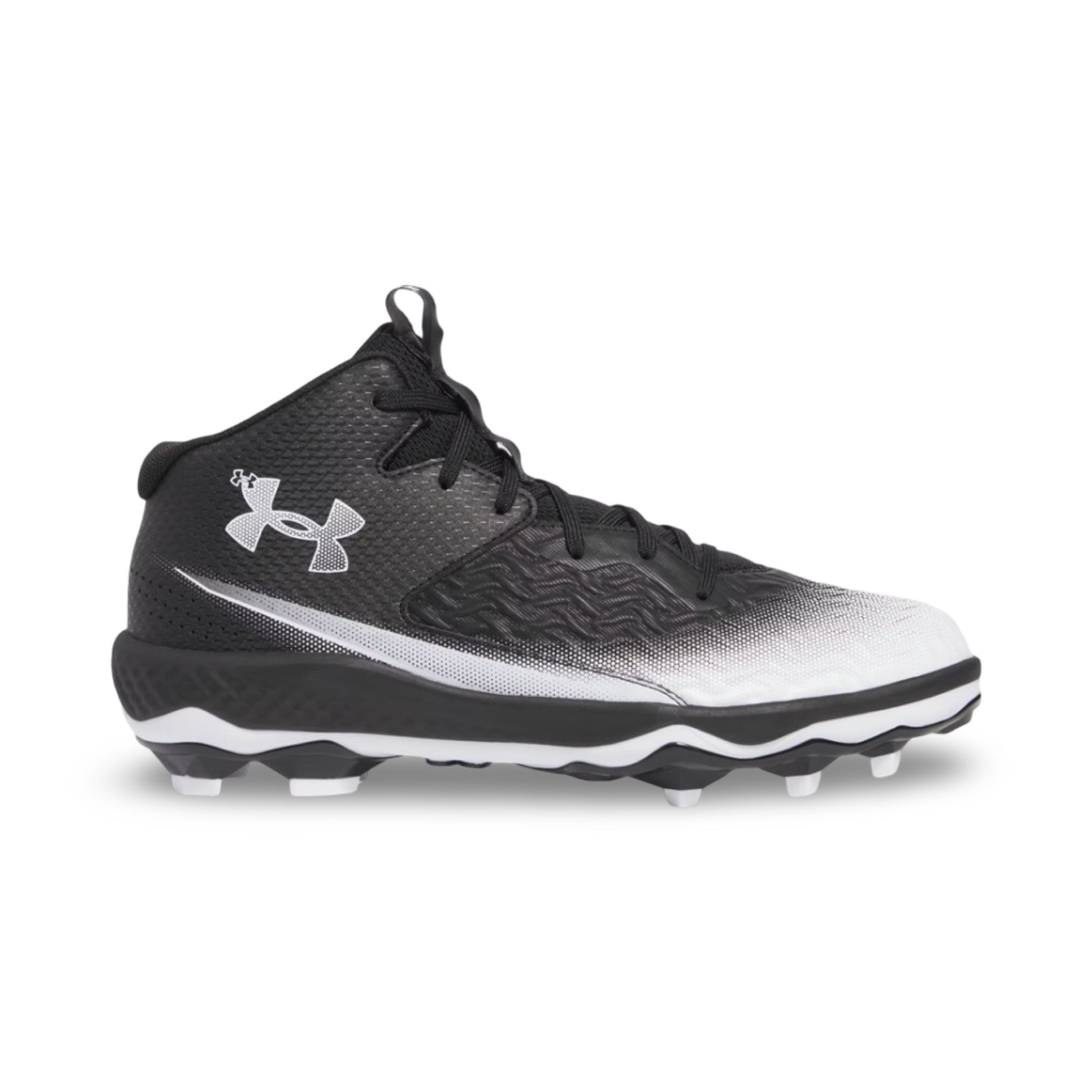 UA Spotlight Men's Mid Football Cleats - Black/White