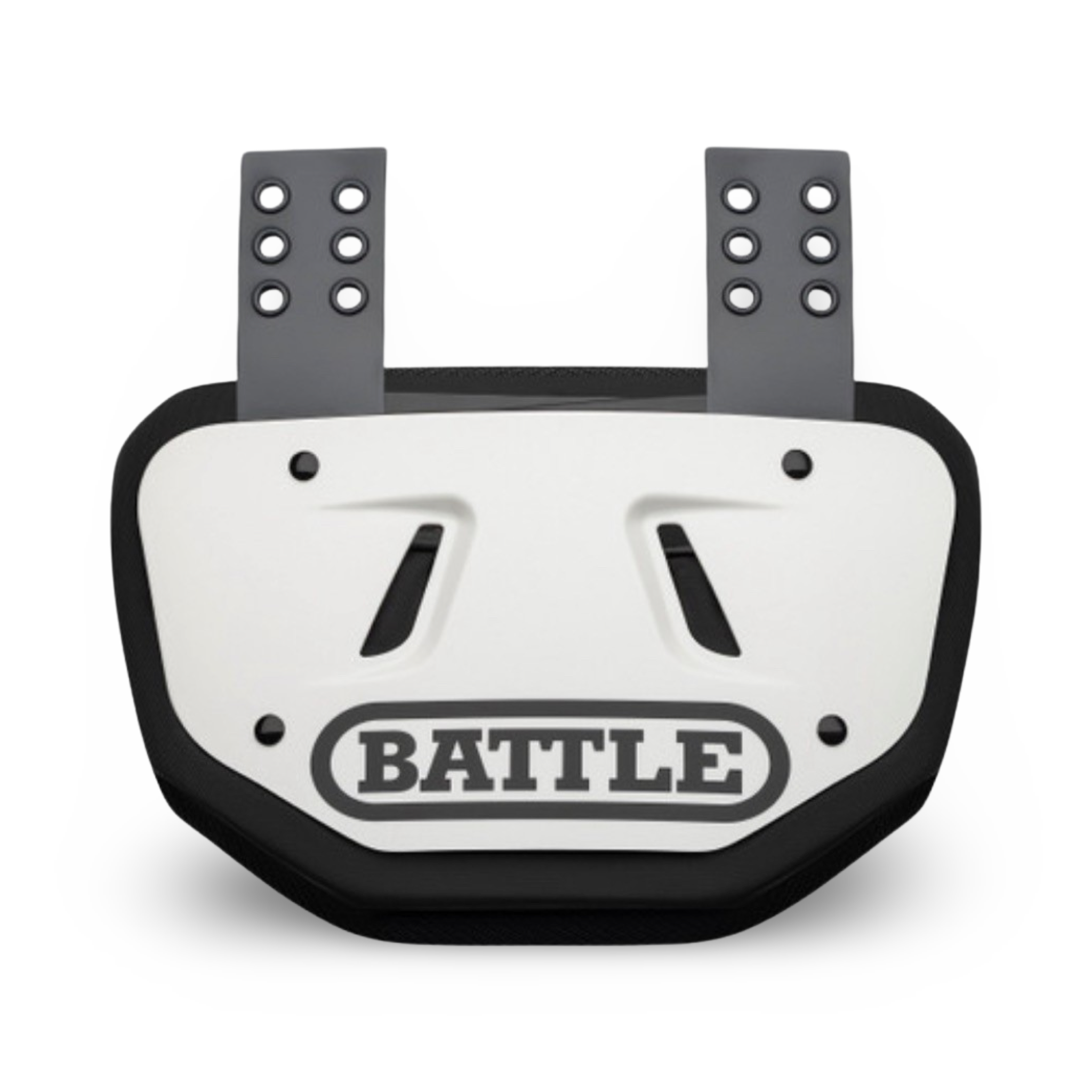 Battle back plate white with black logo - back protector