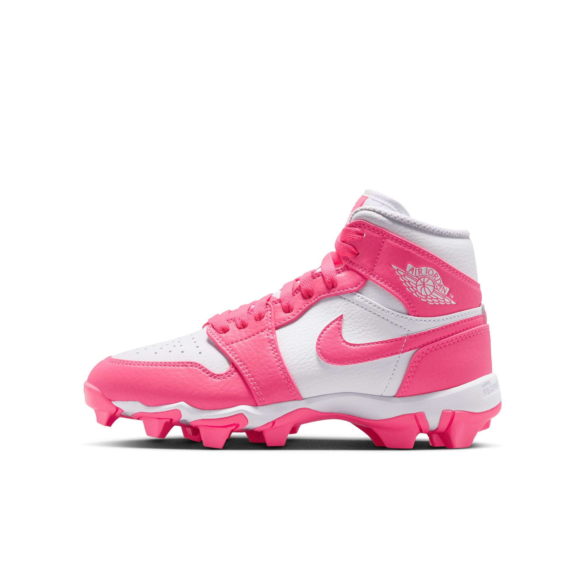 Kids' Jordan 1 Mid Football Cleats - White/Pink