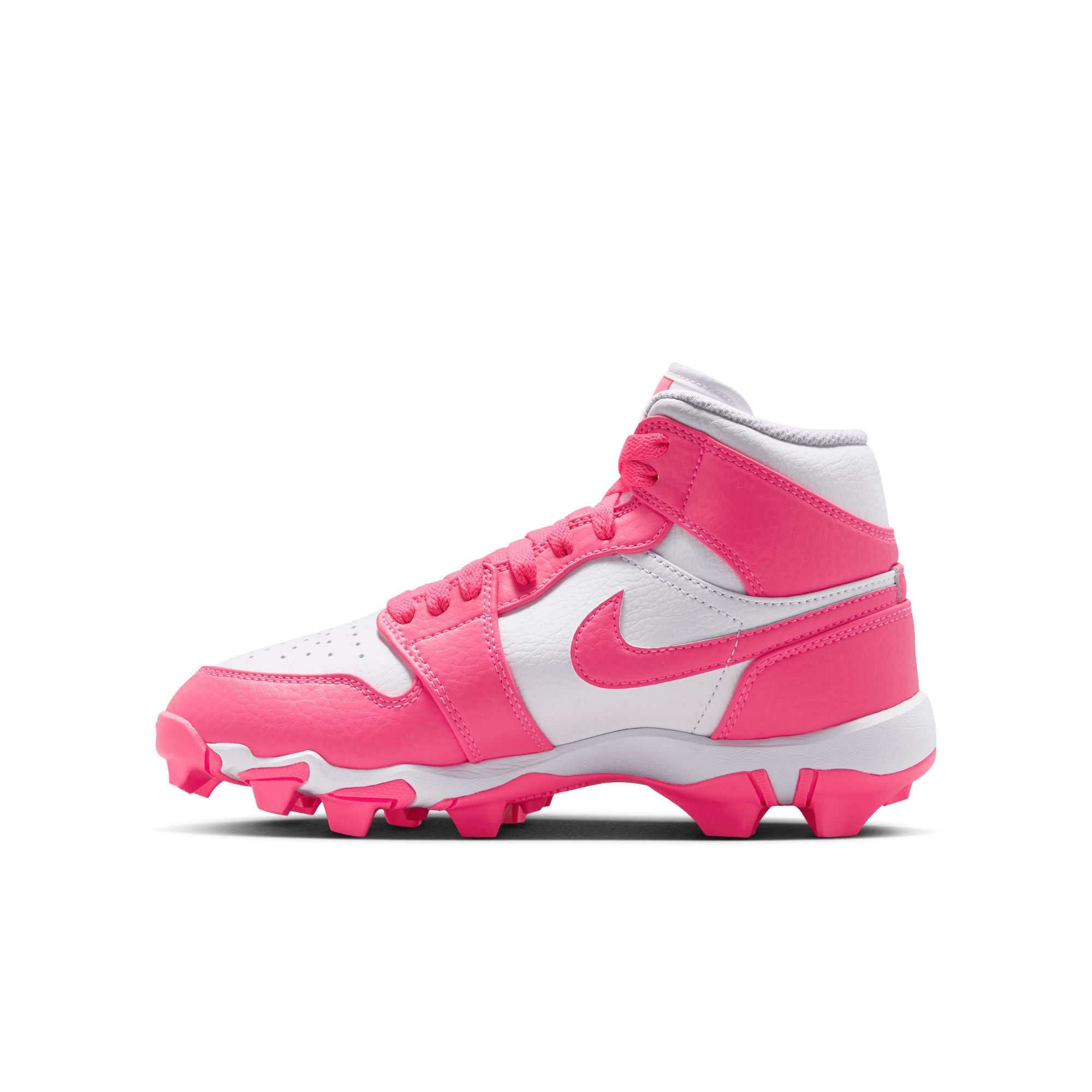 Kids' Jordan 1 Mid Football Cleats - White/Pink