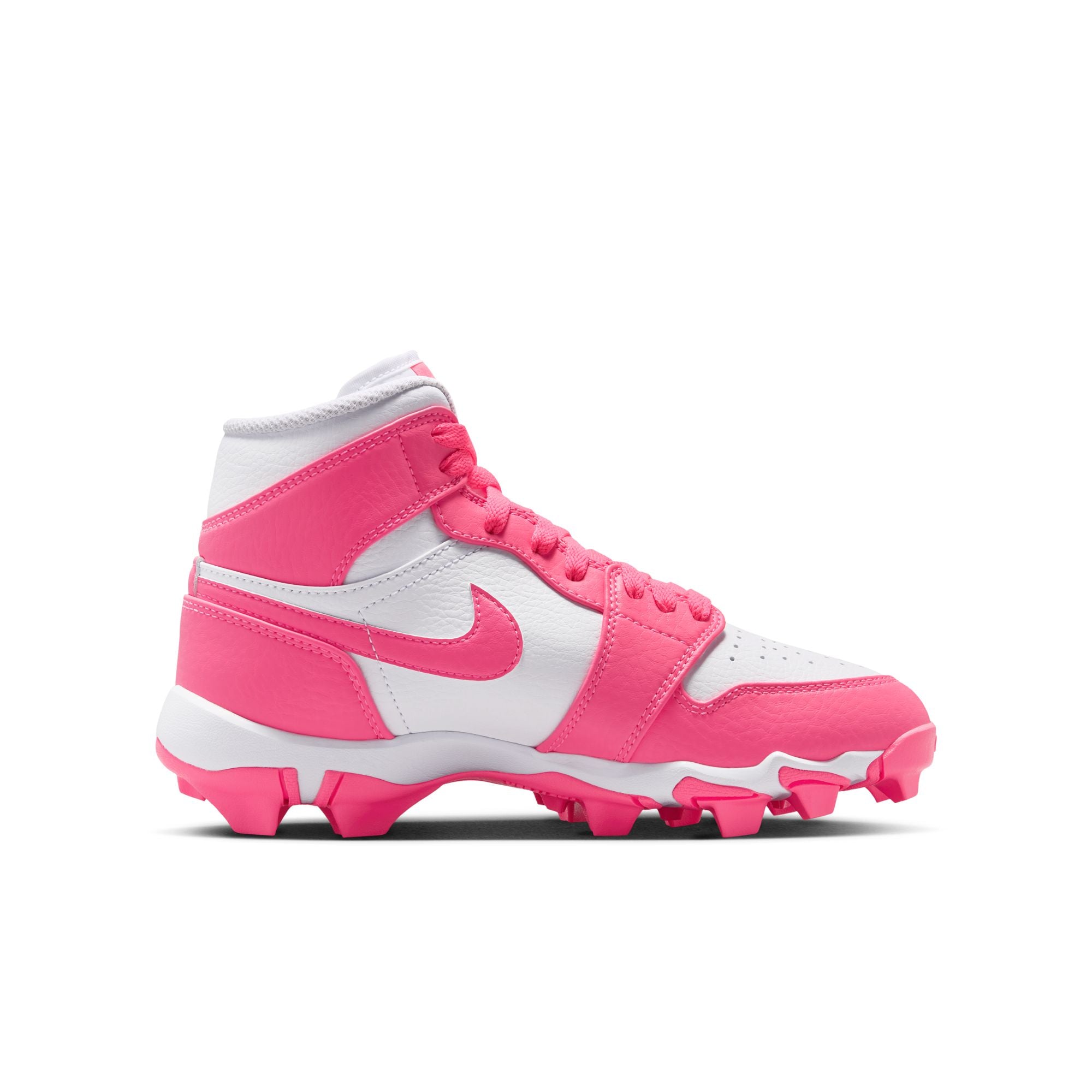 Kids' Jordan 1 Mid Football Cleats - White/Pink