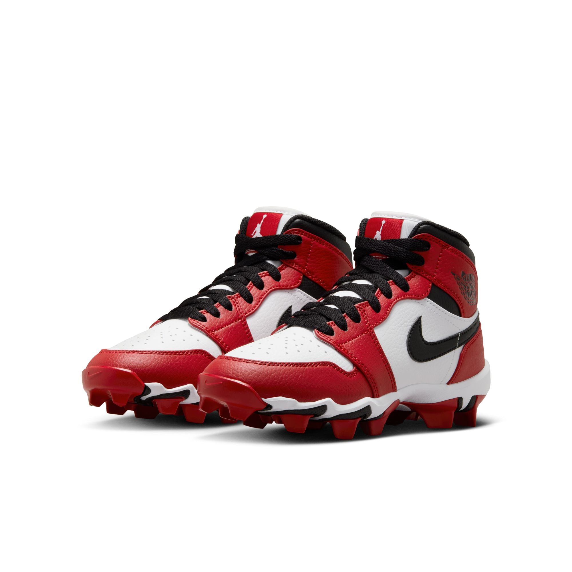 Kids' Jordan 1 Mid Football Cleats - Red and White soulier enfant