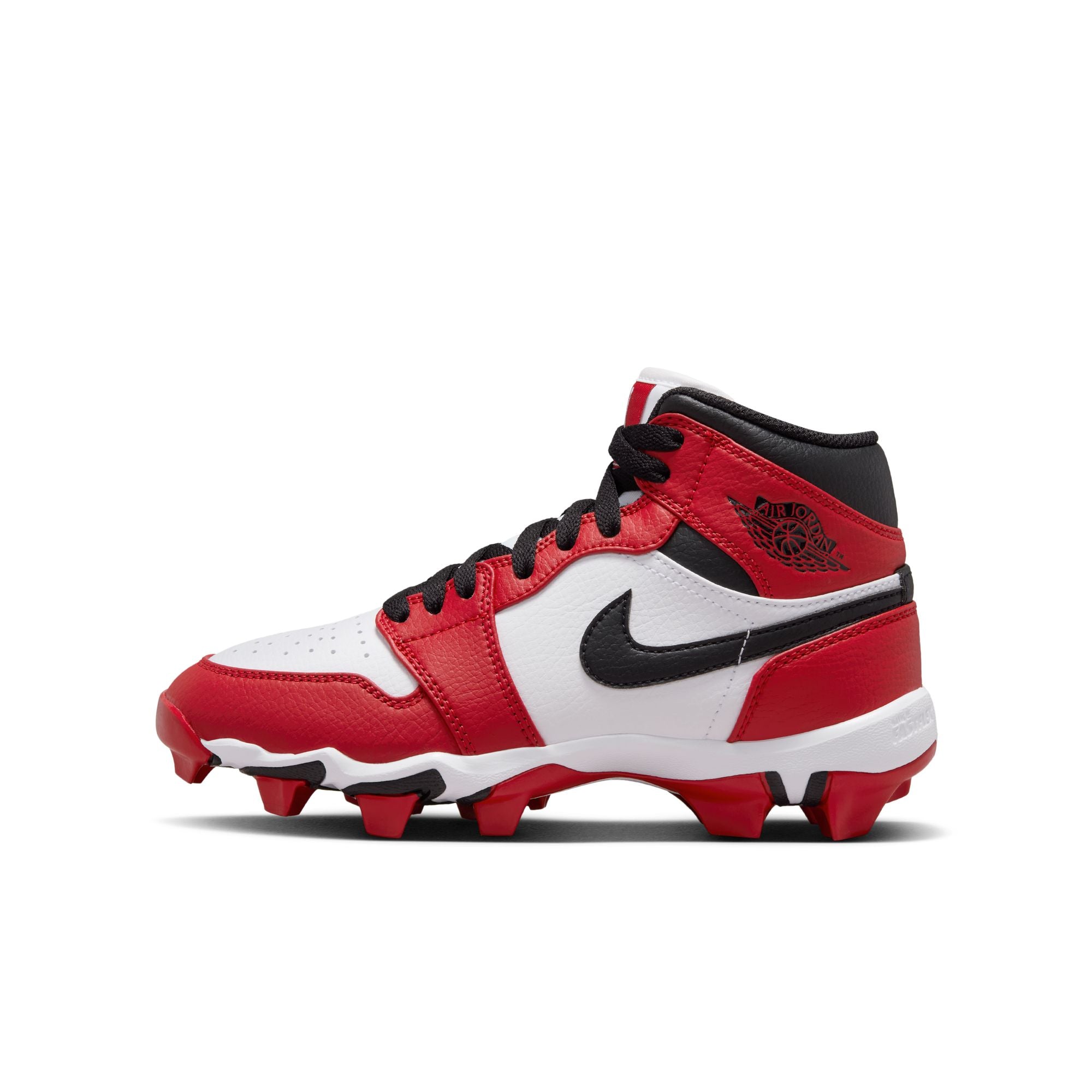 Kids' Jordan 1 Mid Football Cleats - Red and White soulier enfant