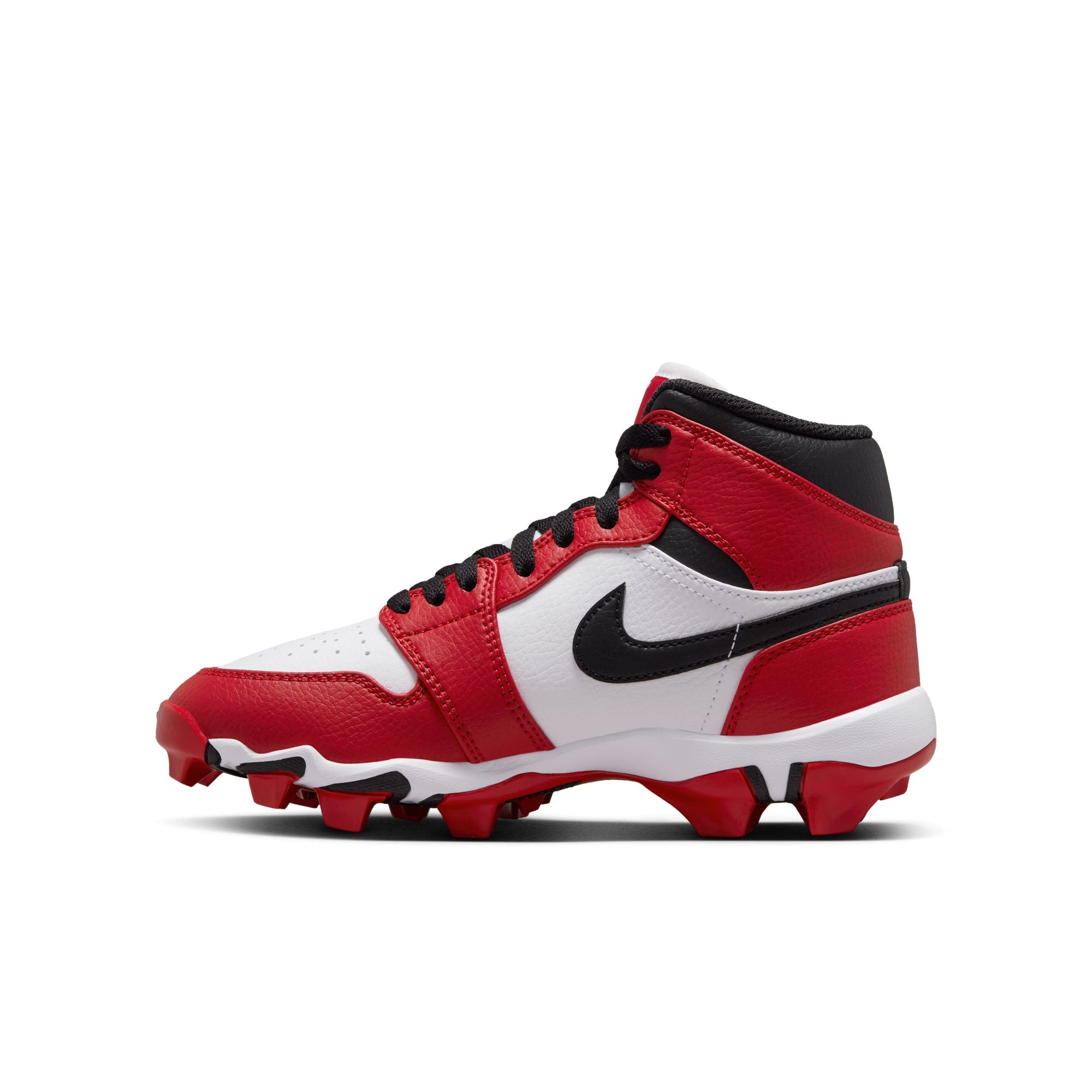 Kids' Jordan 1 Mid Football Cleats - Red and White soulier enfant