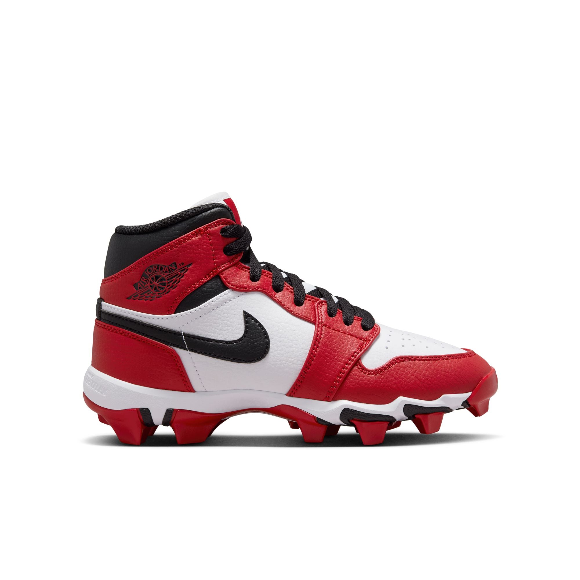 Kids' Jordan 1 Mid Football Cleats - Red and White soulier enfant