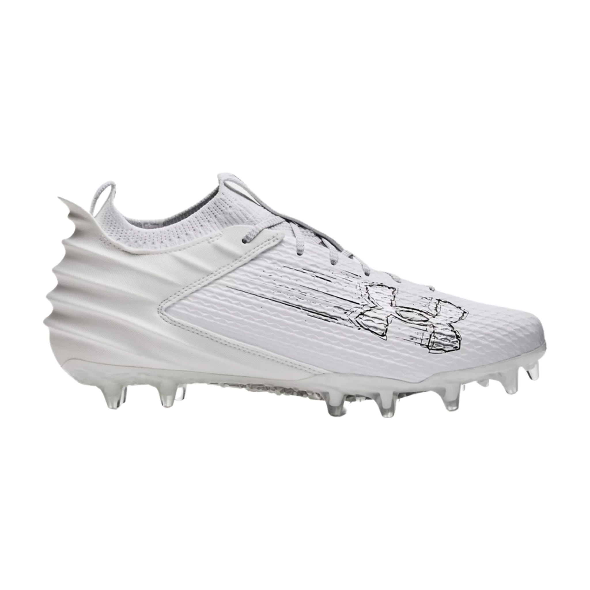 Under Armor Men's Blur Smoke 2.0 MC Football Cleats - White- football cleats for receiver, DB, running back