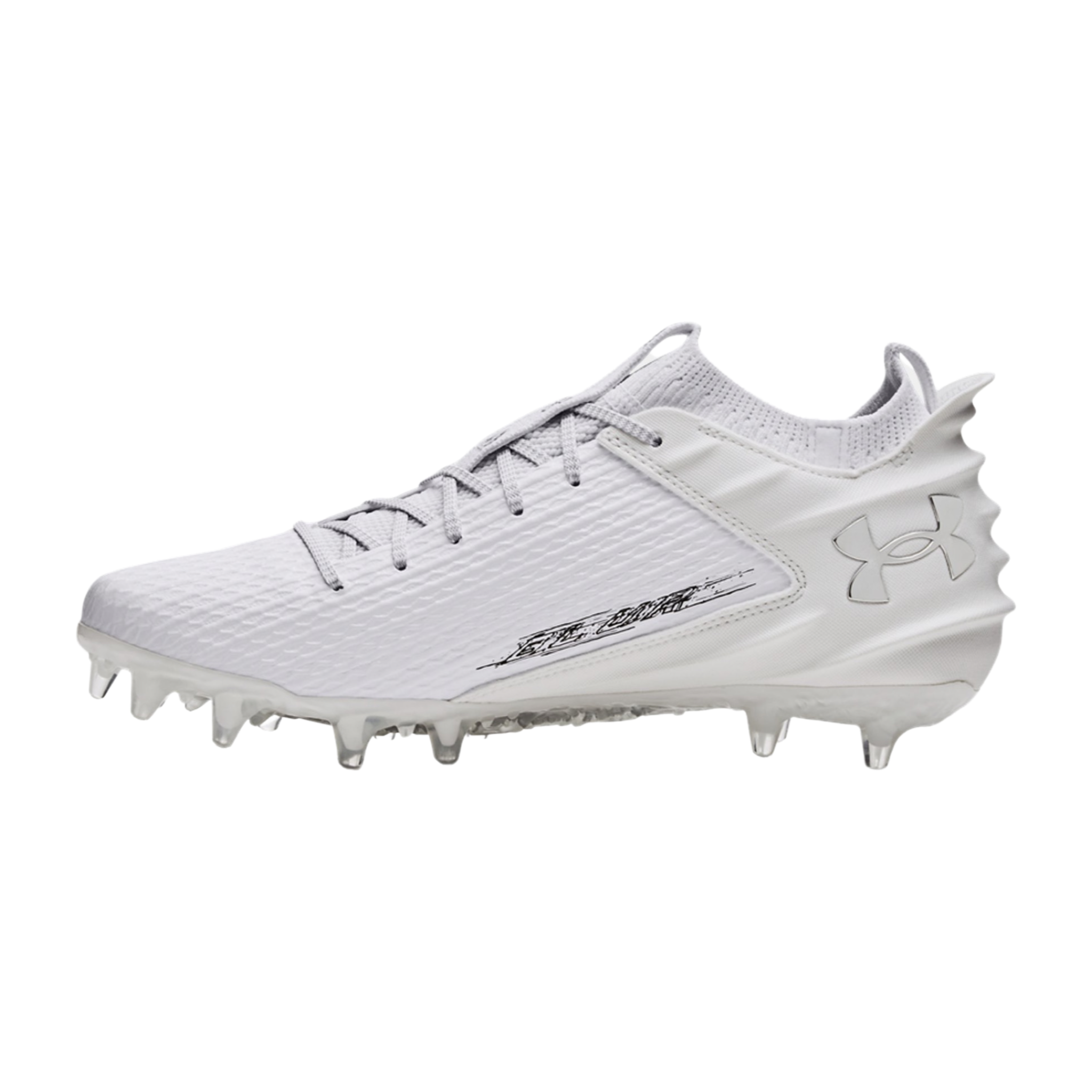Under Armor Men's Blur Smoke 2.0 MC Football Cleats - White- football cleats for receiver, DB, running back